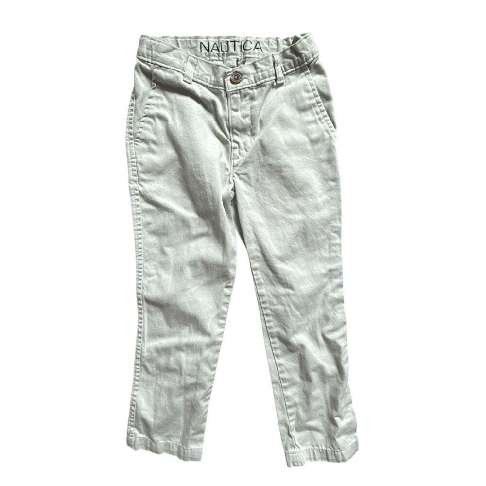Youth Boys Nautica Light Khaki Adjustable Tab Waist Weekend Chino Pants - Sz 5